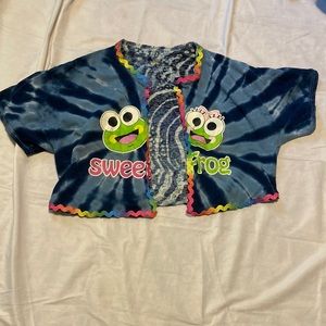 Hand made funky Sweet frog cropped vest